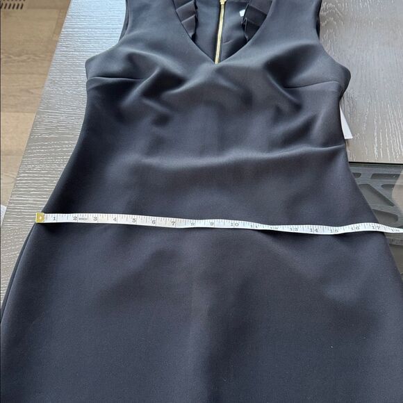 Calvin Klein Elegant Black Sleeveless V-Neck Dress Stretchy Gold Zipper Sz 6 NWT - Picture 11 of 13